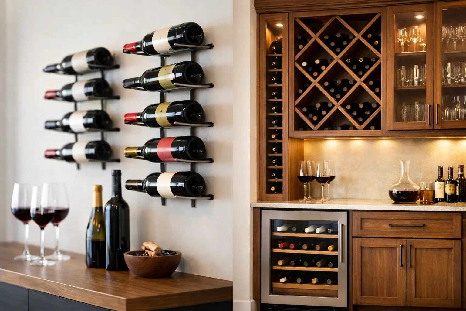 Floating Wine Racks vs Built-Ins