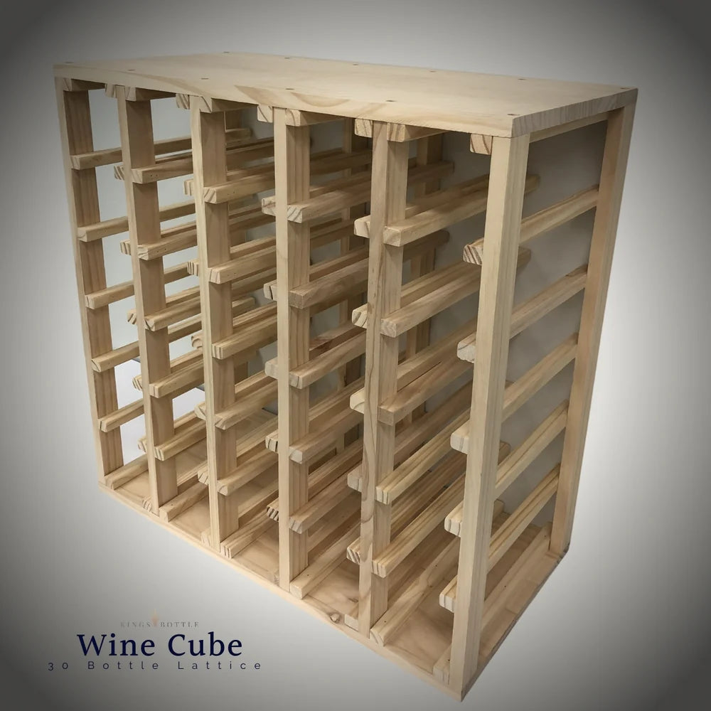 KingsBottle 30-Bottle Lattice Wine Cube — 18mm Thick | Natural & Black Onyx