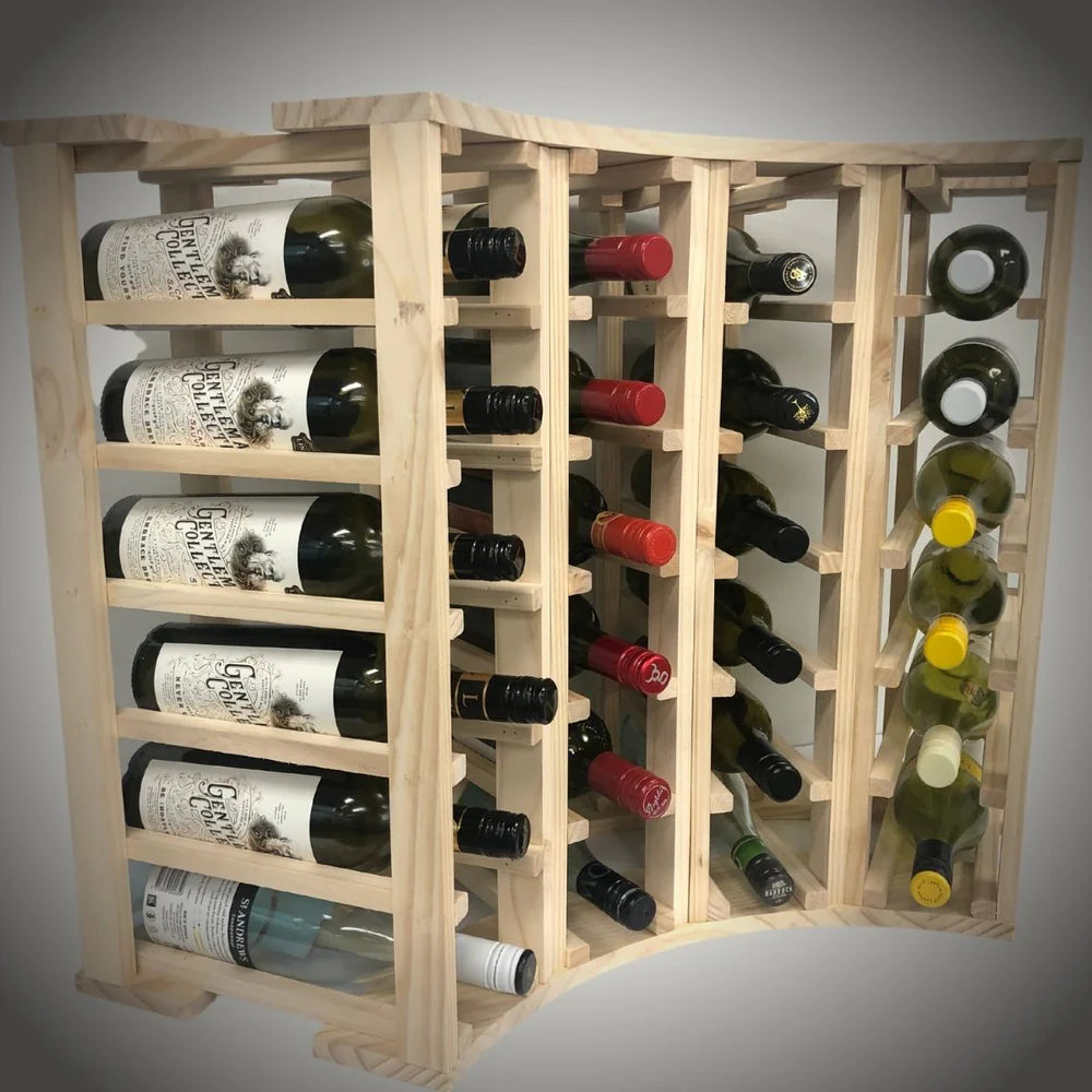 KingsBottle 4-Column 24-Bottle Curved Corner Wine Cube — 18mm Thick