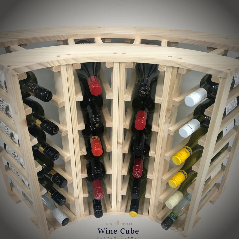 KingsBottle 4-Column 24-Bottle Curved Corner Wine Cube — 18mm Thick