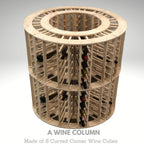 KingsBottle 4-Column 24-Bottle Curved Corner Wine Cube — 18mm Thick
