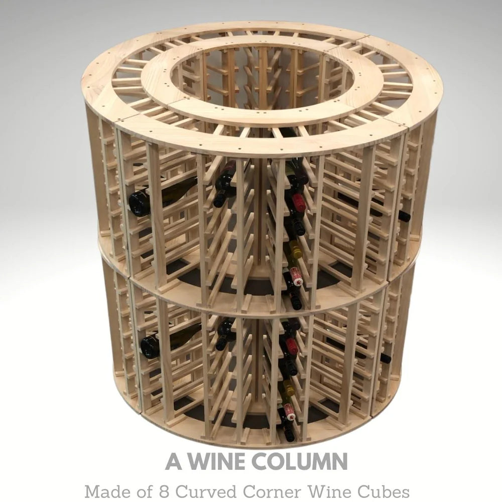 KingsBottle 4-Column 24-Bottle Curved Corner Wine Cube — 18mm Thick