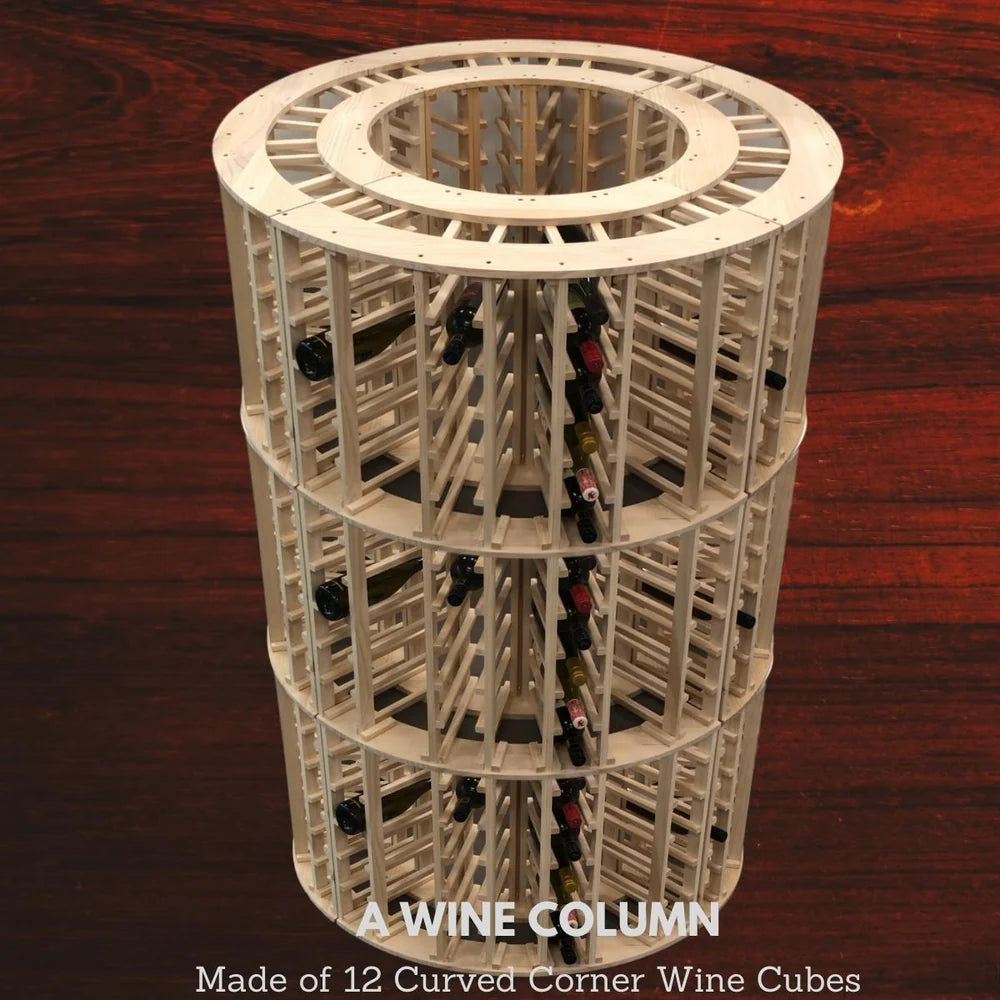 KingsBottle 4-Column 24-Bottle Curved Corner Wine Cube — 18mm Thick