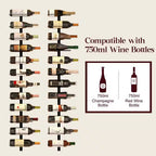 10.2 In. W Black 24-Bottle Wall-Mounted Wine Rack, Detachable Storage Organizer for Dining Room, Bar, Wine Cellar