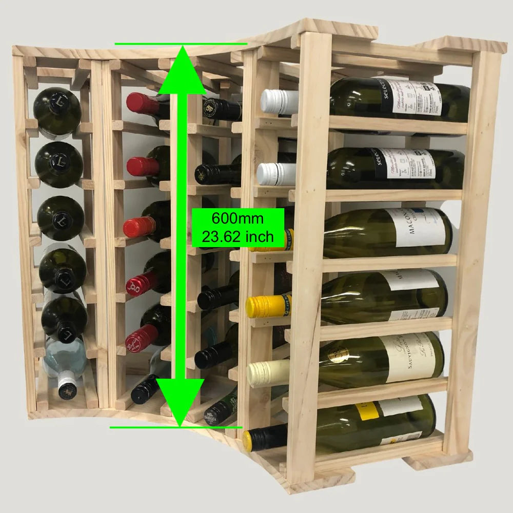 KingsBottle 4-Column 24-Bottle Curved Corner Wine Cube — 18mm Thick