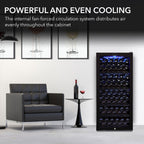 Whynter FWC-1201BB 124 Bottle Freestanding Single Zone Wine Cooler Refrigerator