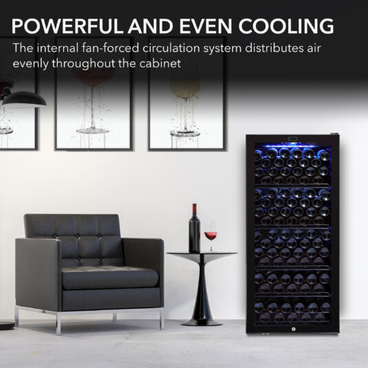 Whynter FWC-1201BB 124 Bottle Freestanding Single Zone Wine Cooler Refrigerator