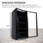 Whynter FWC-1201BB 124 Bottle Freestanding Single Zone Wine Cooler Refrigerator