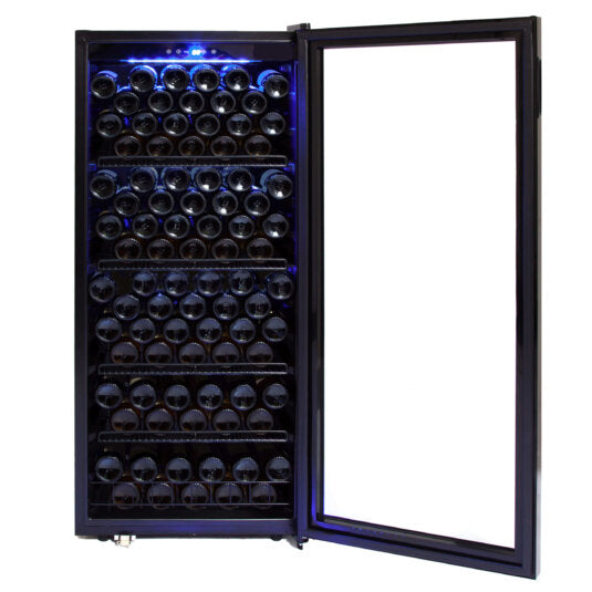 Whynter FWC-1201BB 124 Bottle Freestanding Single Zone Wine Cooler Refrigerator