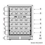 Kings Bottle 145-Bottle Dual Zone Wine Refrigerator — Built-In Undercounter (KBU145DX)