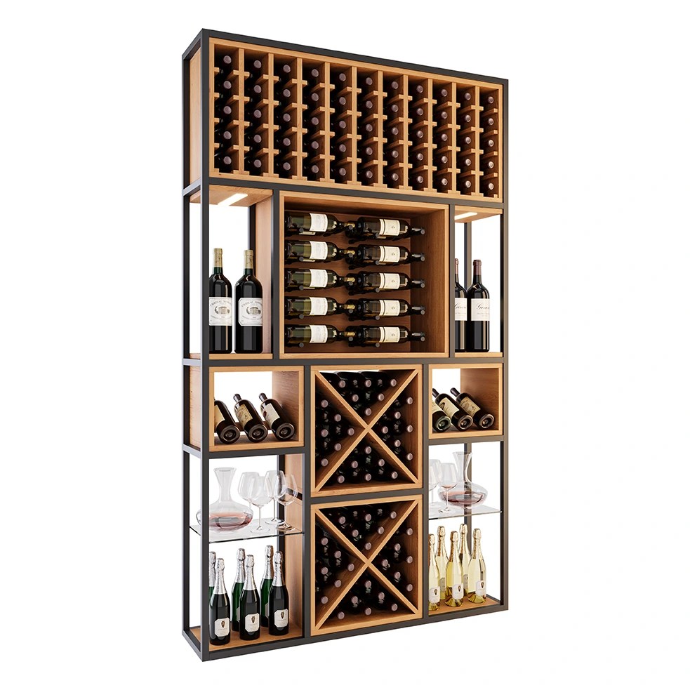 The Iron & Wood Collection — Alder and iron wine racking, from $1,690+freight | Grandeur Cellars via Oasis Wine Cellars