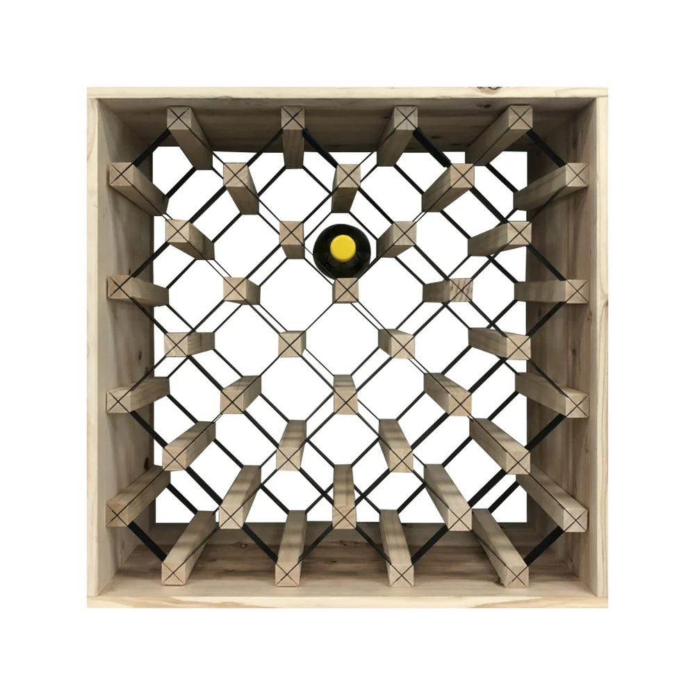 KingsBottle 25-Bottle Diamond Cube Wine Rack — 18mm Thick | Natural & Black Onyx