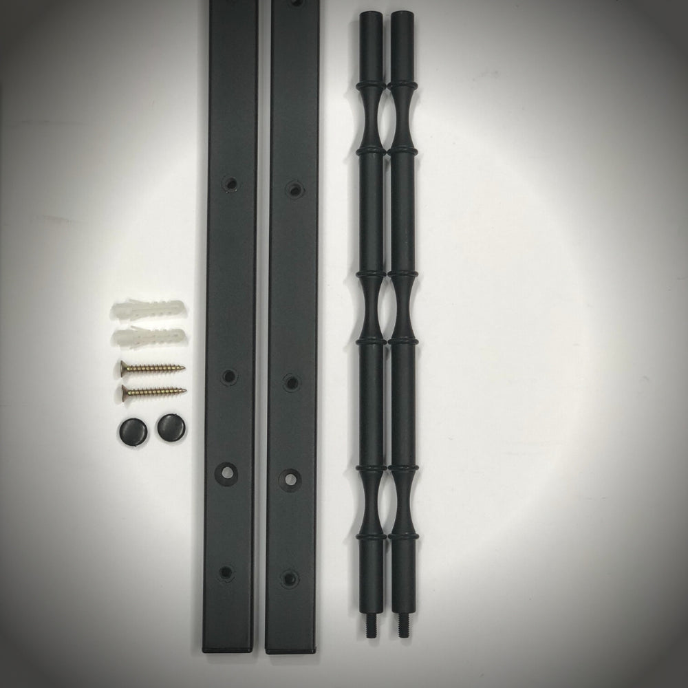 KingsBottle Wall Mounted Metal Rail Wine Rack — Triple Deep Pegs | Matte Black