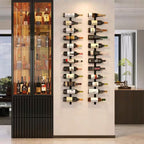 10.2 In. W Black 24-Bottle Wall-Mounted Wine Rack, Detachable Storage Organizer for Dining Room, Bar, Wine Cellar