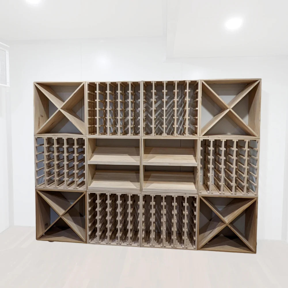 KingsBottle 30-Bottle Lattice Wine Cube — 18mm Thick | Natural & Black Onyx