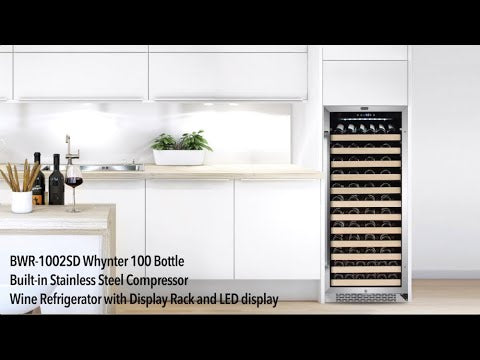 Whynter BWR-1002SD 100 Bottle Built-In Single Zone Wine Cooler Refrigerator