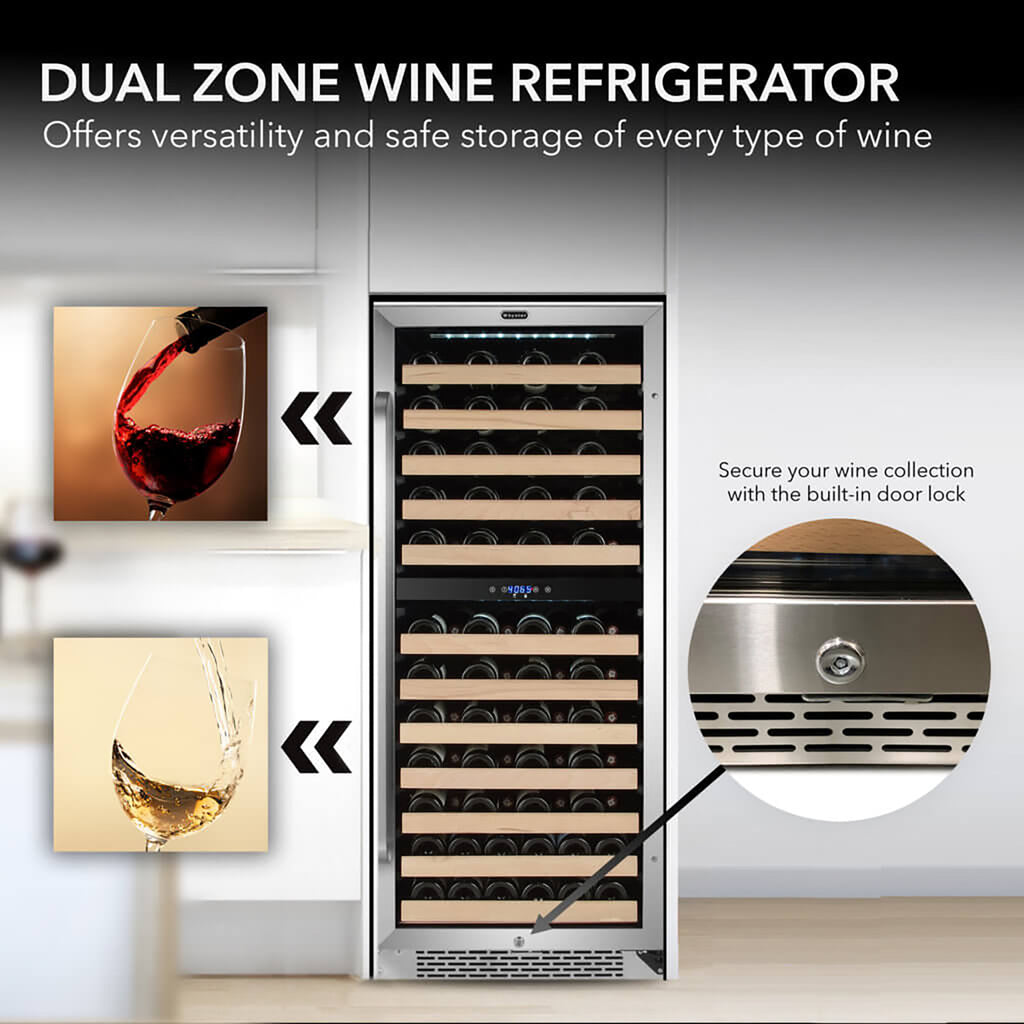 Whynter BWR-0922DZ 92 Bottle Built-In Dual Zone Wine Cooler Refrigerator