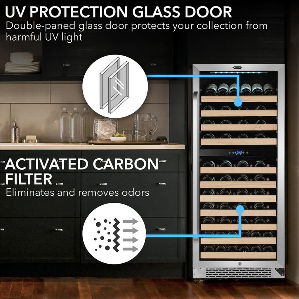 Whynter BWR-0922DZ 92 Bottle Built-In Dual Zone Wine Cooler Refrigerator