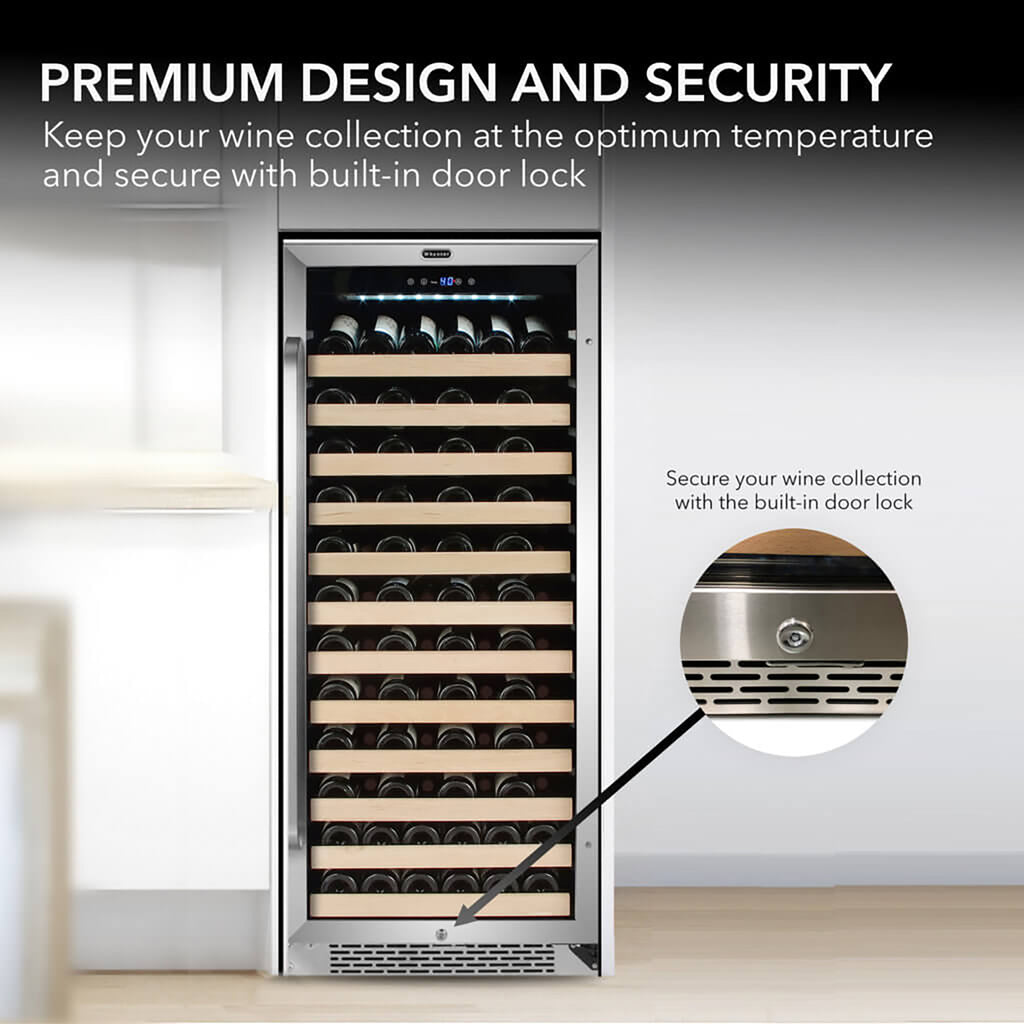 Whynter BWR-1002SD 100 Bottle Built-In Single Zone Wine Cooler Refrigerator