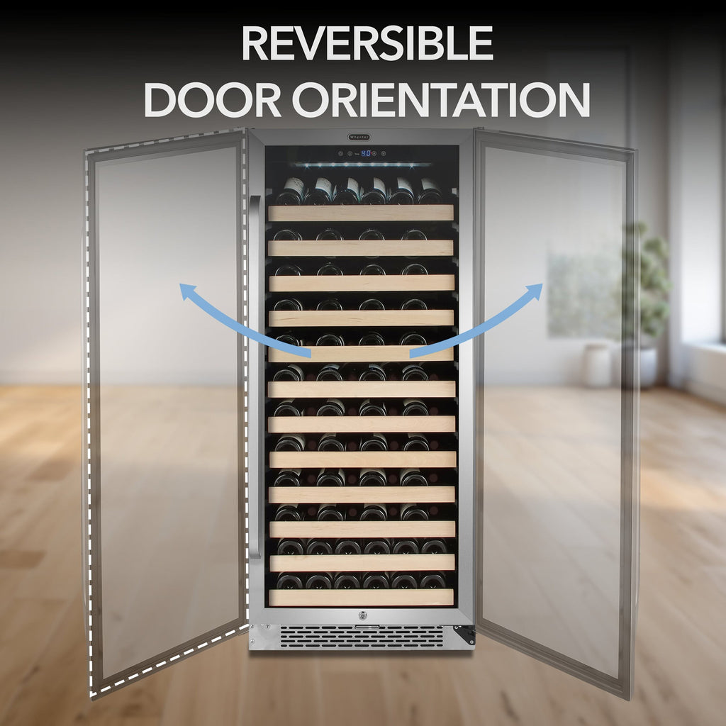 Whynter BWR-1002SD 100 Bottle Built-In Single Zone Wine Cooler Refrigerator