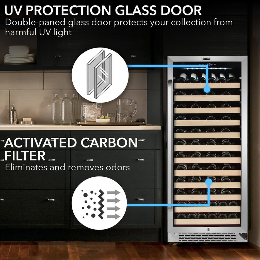 Whynter BWR-1002SD 100 Bottle Built-In Single Zone Wine Cooler Refrigerator