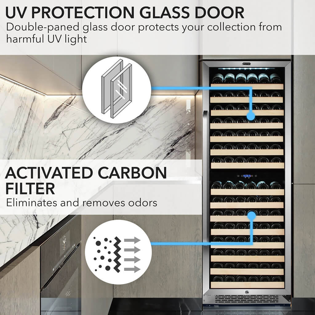 Whynter BWR-1642DZ 164 Bottle Built-In Dual Zone Wine Cooler Refrigerator