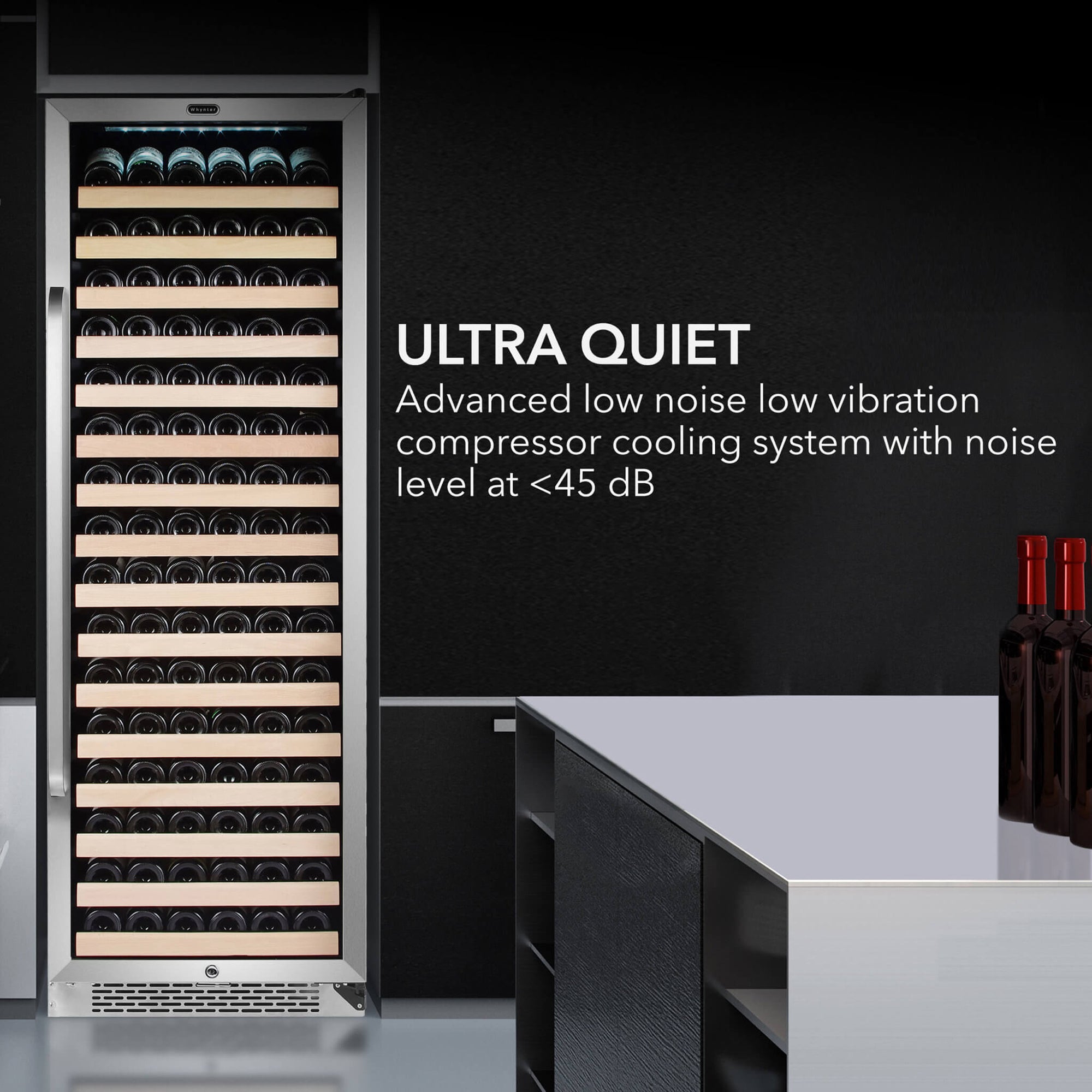 Whynter BWR-1662SD 166 Bottle Built-In Single Zone Wine Cooler Refrigerator