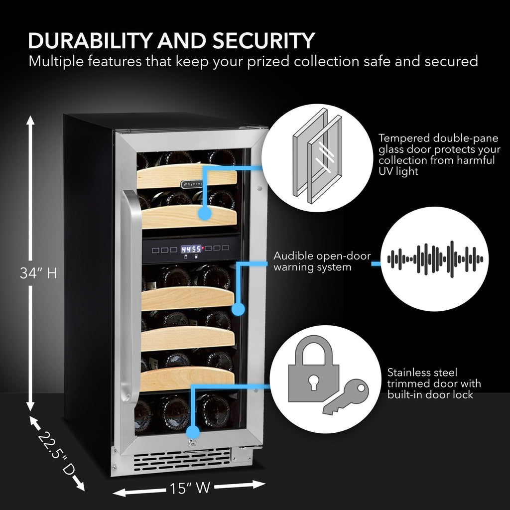 Whynter BWR-281DZ 28 Bottle Built-In Dual Zone Wine Cooler Refrigerator