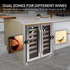 Whynter BWR-401DS 40 Bottle Built-In Dual Zone Wine Cooler Refrigerator