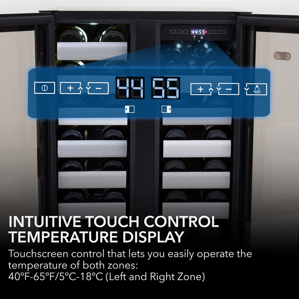 Whynter BWR-401DS 40 Bottle Built-In Dual Zone Wine Cooler Refrigerator