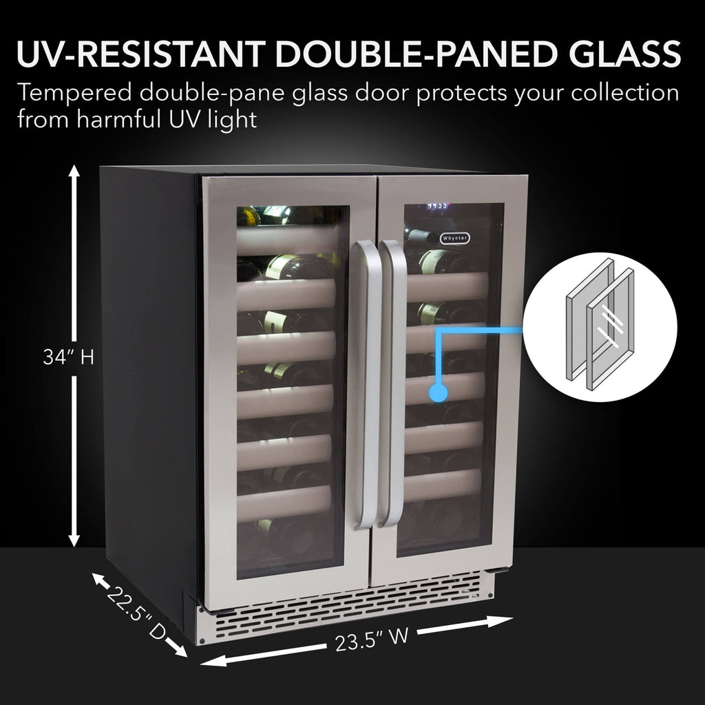 Whynter BWR-401DS 40 Bottle Built-In Dual Zone Wine Cooler Refrigerator