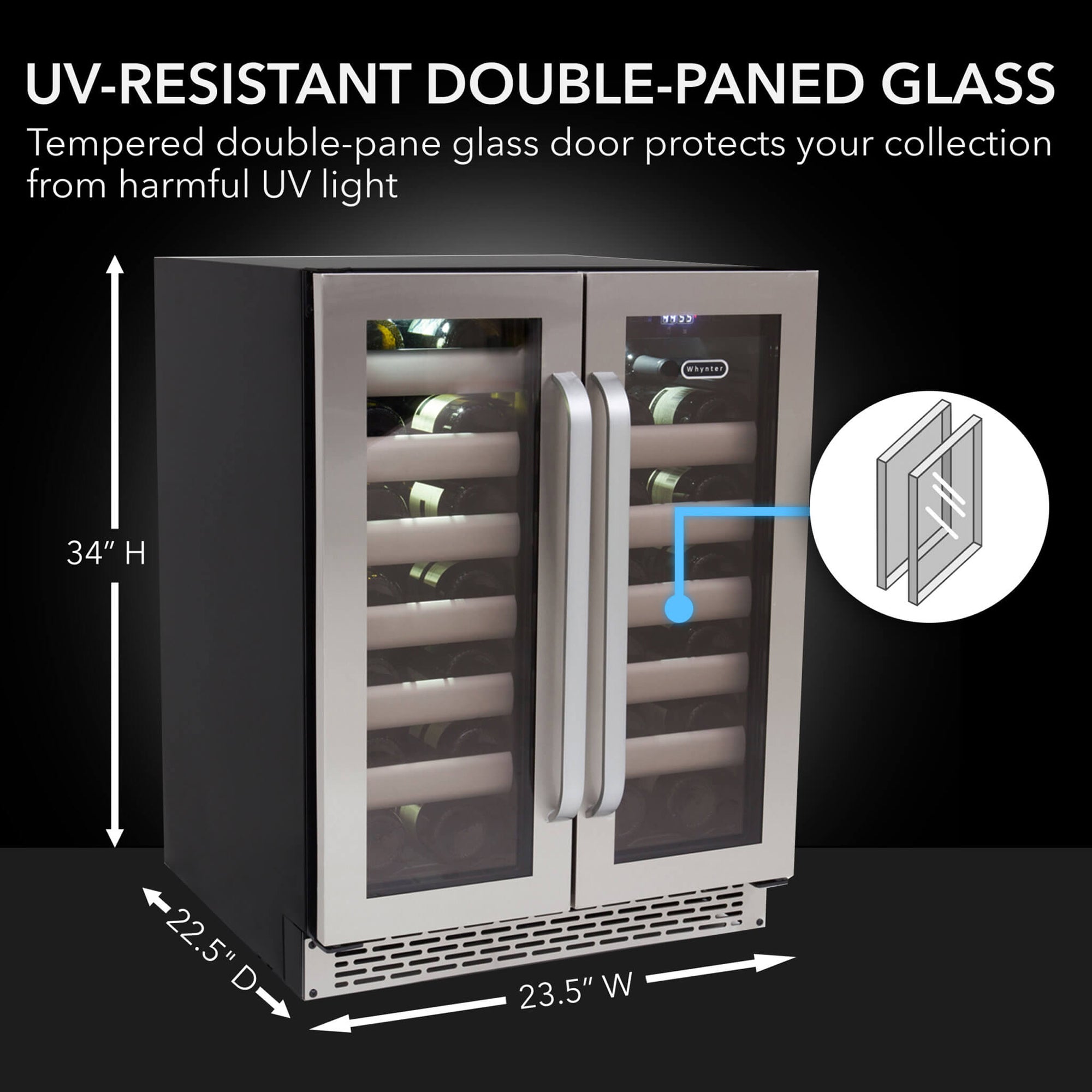 Whynter BWR-401DS 40 Bottle Built-In Dual Zone Wine Cooler Refrigerator