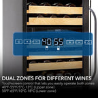 Whynter BWR-462DZ 46 Bottle Built-In Dual Zone Wine Cooler Refrigerator