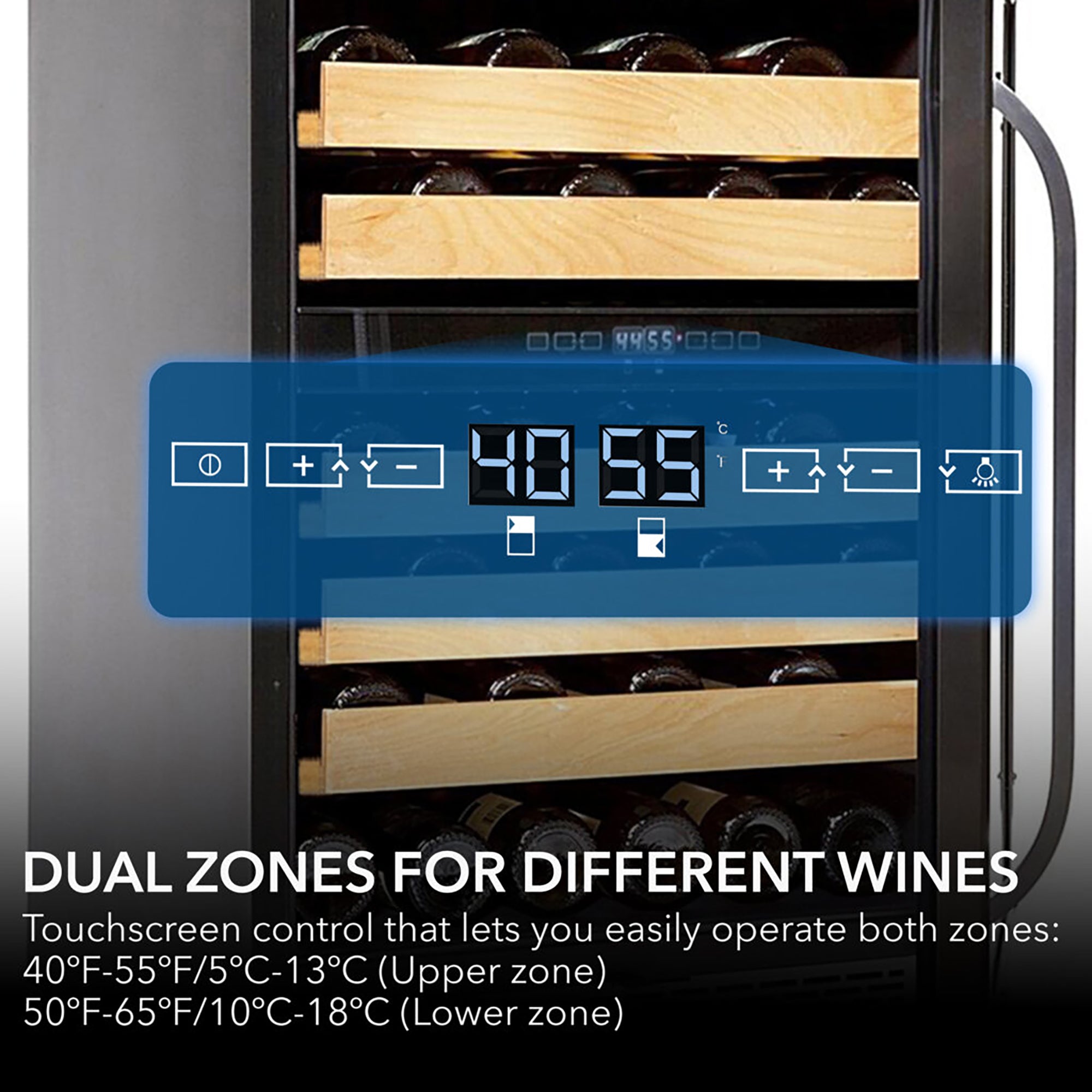 Whynter BWR-462DZ 46 Bottle Built-In Dual Zone Wine Cooler Refrigerator