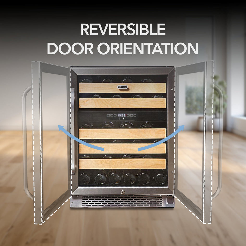 Whynter BWR-462DZ 46 Bottle Built-In Dual Zone Wine Cooler Refrigerator
