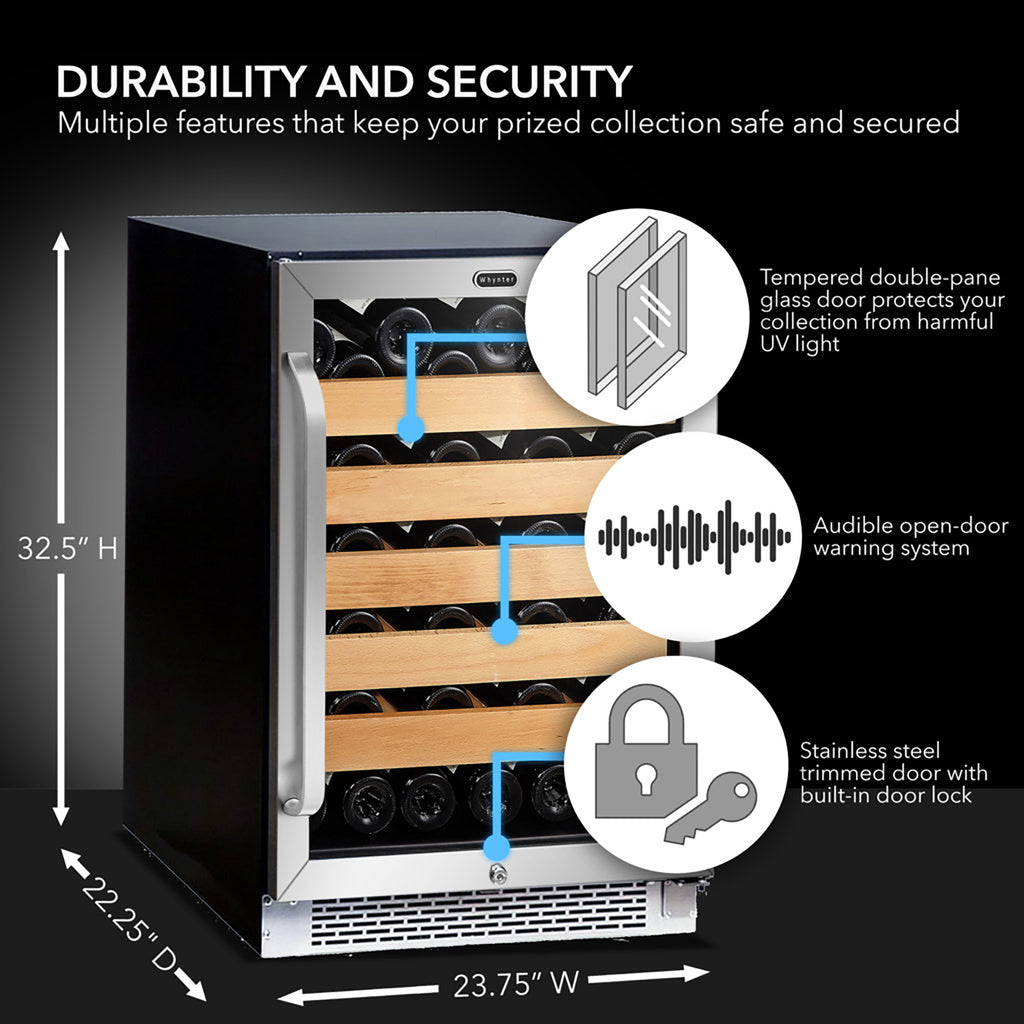 Whynter BWR-541STS 54 Bottle Built-In Single Zone Wine Cooler Refrigerator